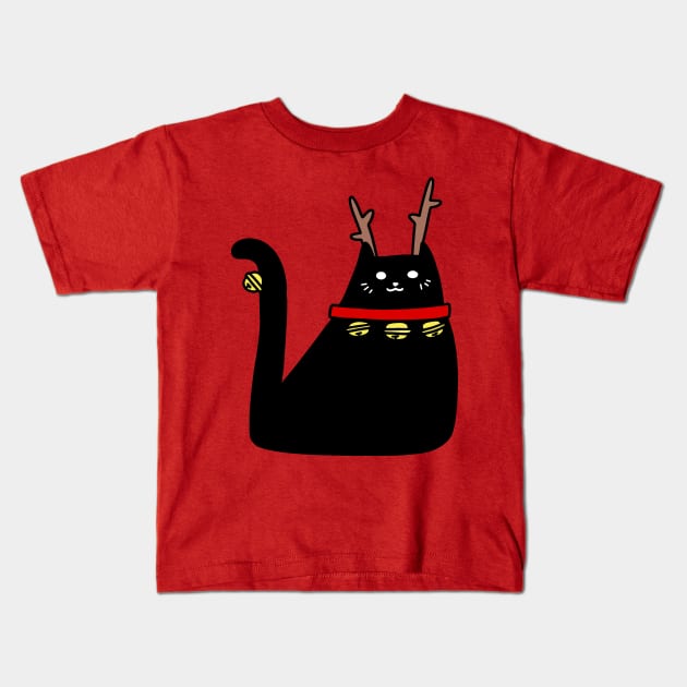 Reindeer Black Cat Kids T-Shirt by saradaboru